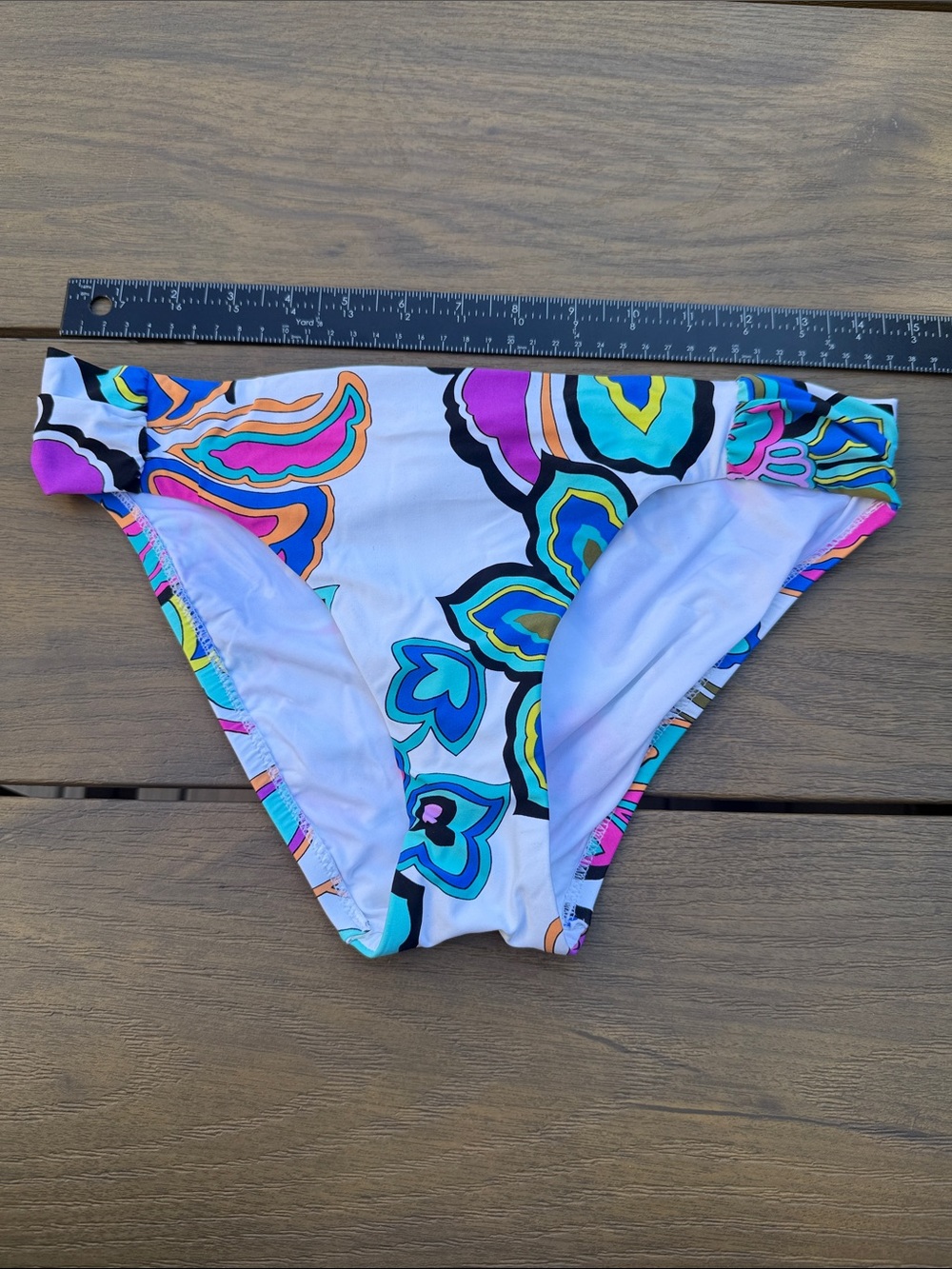 Trina Turk White Bikini Bottoms with Blue, Pink & Yellow Floral Print